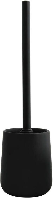 Spirella MSV Toiletborstel in houder wc-borstel Malmo keramiek rvs zwart 39 x 10 cm Toiletborstels
