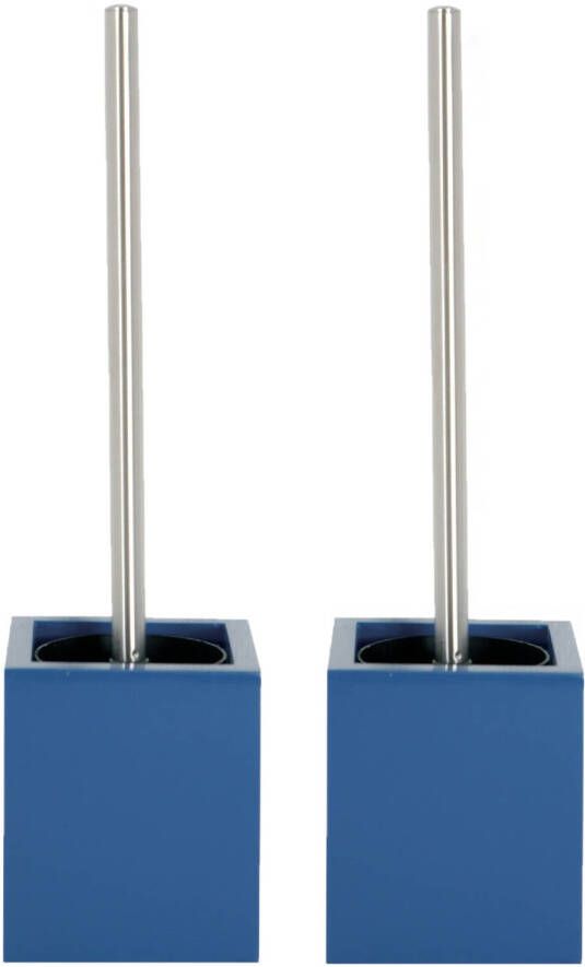 Spirella MSV Toiletborstel MDF houder rvs wc-borstel 2x marineblauw 37 cm Toiletborstels