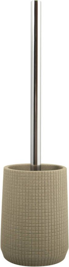 Spirella MSV Toilet wc-borstel houder kunststeen metaal taupe 35 cm Toiletborstels