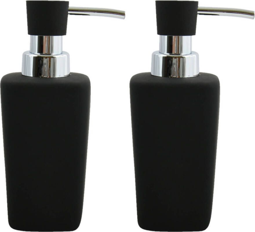 Spirella MSV Zeeppompje dispenser 2x Haiti keramiek zwart 6 x 15 cm 240 ml Zeeppompjes