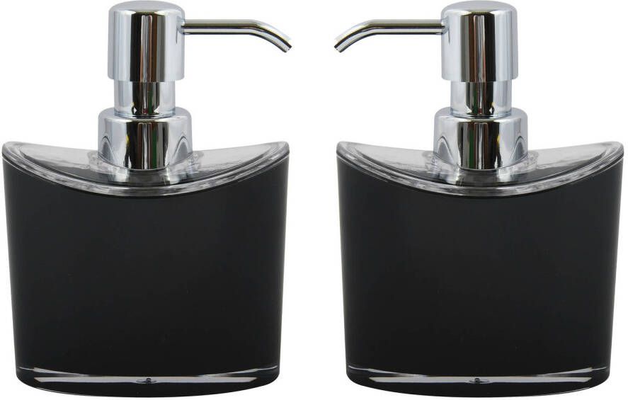 Spirella MSV Zeeppompje dispenser Aveiro 2x PS kunststof zwart zilver 11 x 14 cm 260 ml Zeeppompjes
