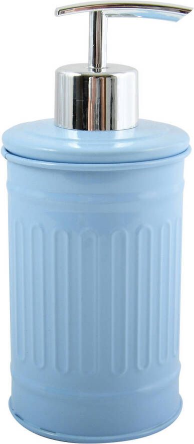 Spirella MSV Zeeppompje dispenser Industrial metaal pastel blauw 7.5 x 17 cm 250 ml Zeeppompjes