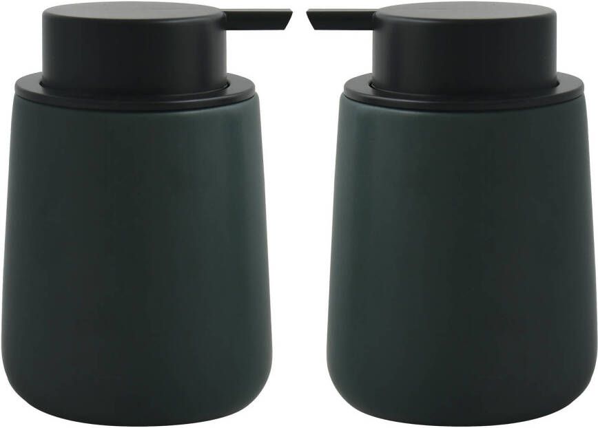 Spirella MSV Zeeppompje dispenser Malmo 2x Keramiek donkergroen zwart 8 5 x 12 cm 300 ml Zeeppompjes