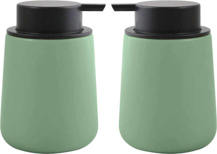 Spirella MSV Zeeppompje dispenser Malmo 2x Keramiek groen zwart 8 5 x 12 cm 300 ml Zeeppompjes