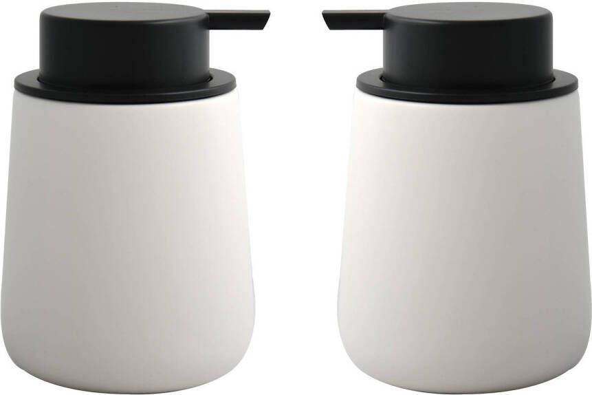 Spirella MSV Zeeppompje dispenser Malmo 2x Keramiek wit zwart 8 5 x 12 cm 300 ml Zeeppompjes