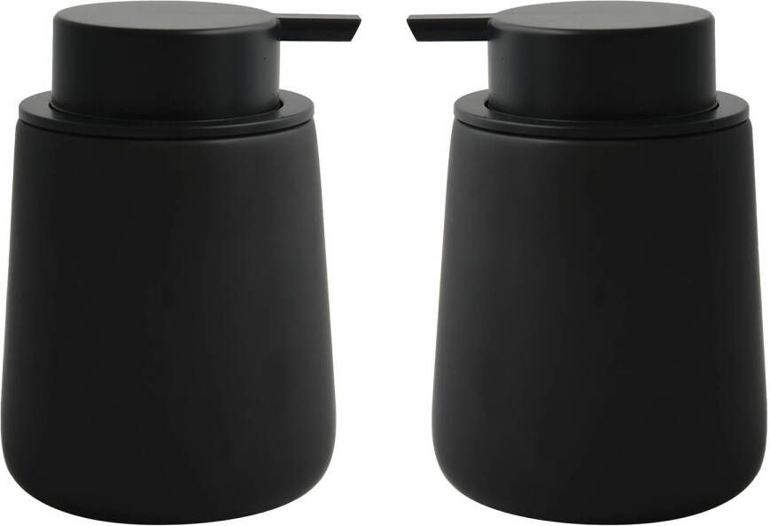 Spirella MSV Zeeppompje dispenser Malmo 2x Keramiek zwart 8 5 x 12 cm 300 ml Zeeppompjes