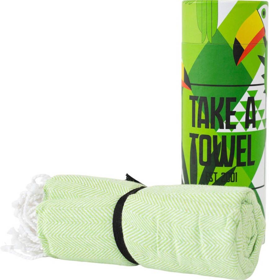 Take A Towel Hamamdoek saunadoek 100x180cm 100% katoen pestemal Groen