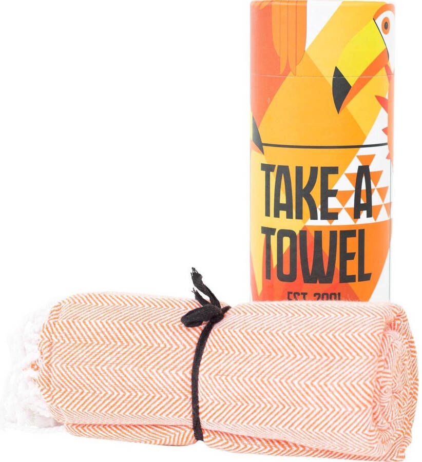 Take A Towel Hamamdoek saunadoek 100x180cm 100% katoen pestemal Oranje