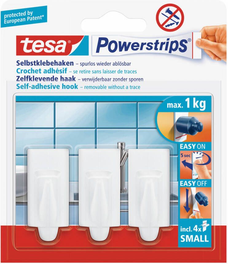 Tesa Powerstrips haken small 3x stuks Handdoekhaakjes