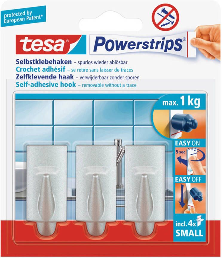 Tesa Powerstrips haken small 3 stuks Handdoekhaakjes