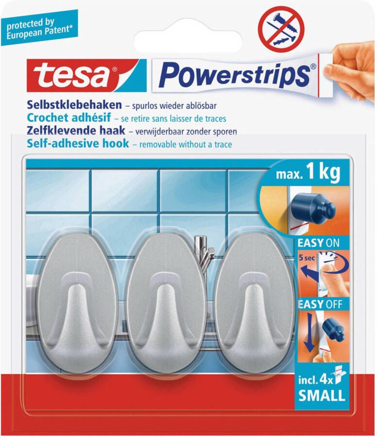 Tesa Powerstrips ovale haken small 3 stuks Handdoekhaakjes