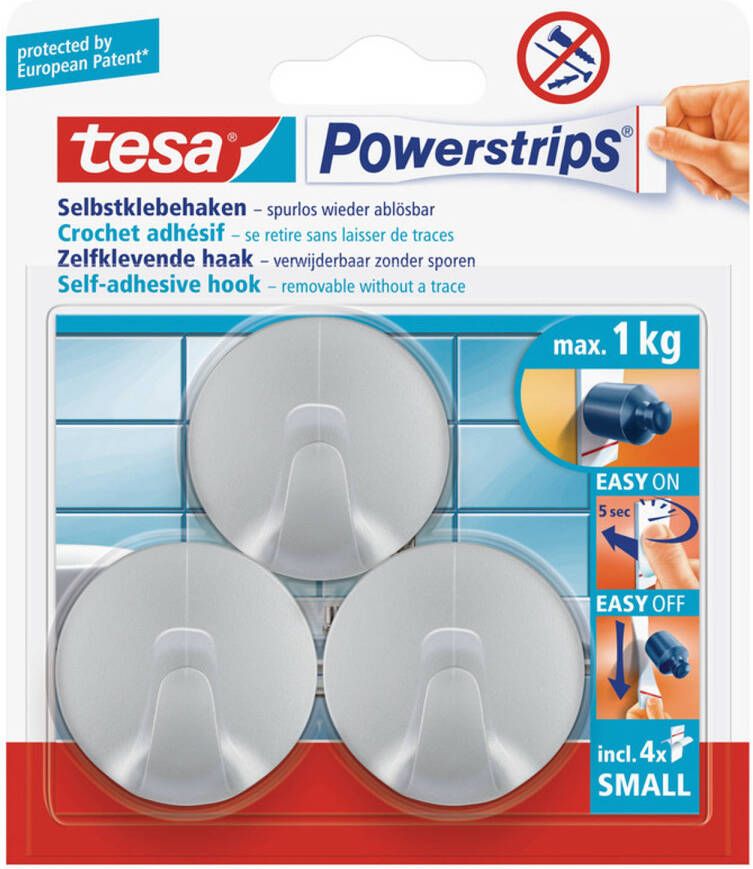 Tesa Powerstrips ronde haken small 3 stuks Handdoekhaakjes
