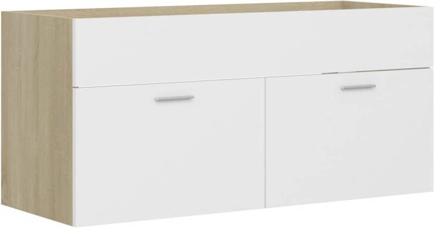 The Living Store badkaast 100 x 38.5 x 46 cm wit sonoma eiken spaanplaat