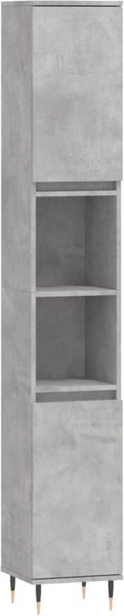The Living Store Badkaast Betongrijs 30 x 30 x 190 cm Duurzaam hout Flexibele deurmontage IJzeren poten