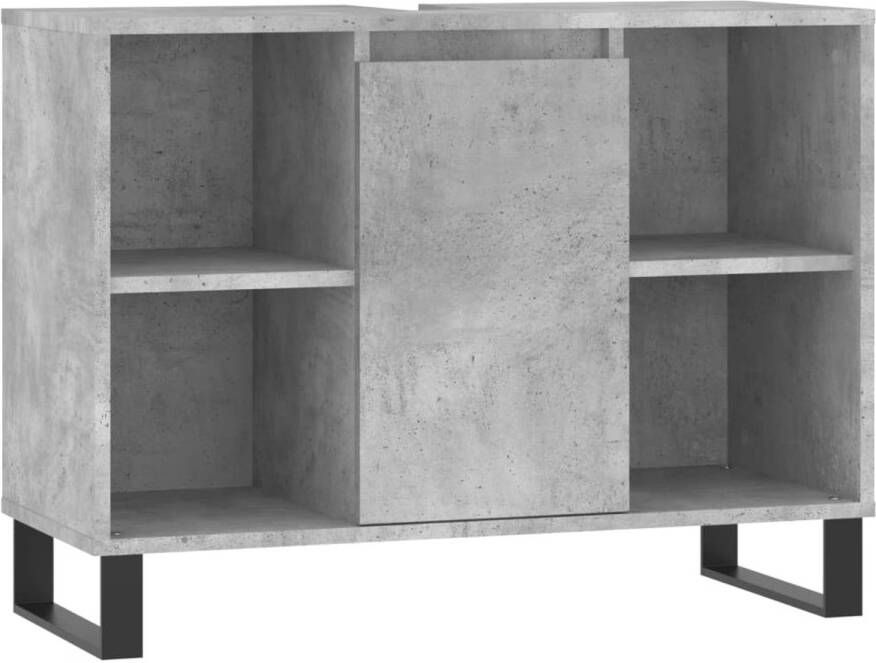 The Living Store Badkaast Betongrijs 80x33x60 cm Duurzaam bewerkt hout en ijzer