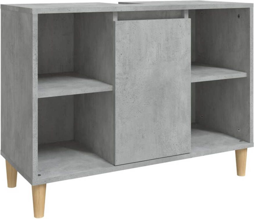 The Living Store Badkaast Betongrijs Wastafelkast 80x33x60cm Duurzaam bewerkt hout Voldoende opbergruimte