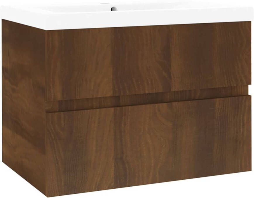 The Living Store Badkaast Bruineiken 60x38.5x45 cm Wandmontage Inbouwwastafel