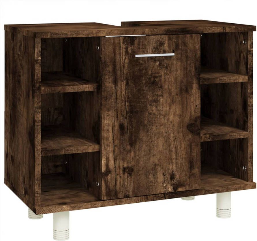 The Living Store Badkaast Gerookt Eiken 60 x 32 x 53.5 cm Met Handvat op de Deur