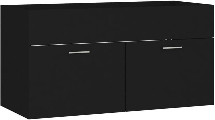 The Living Store Badkaast Gootsteenkast 90x38.5x46 cm Zwart spaanplaat