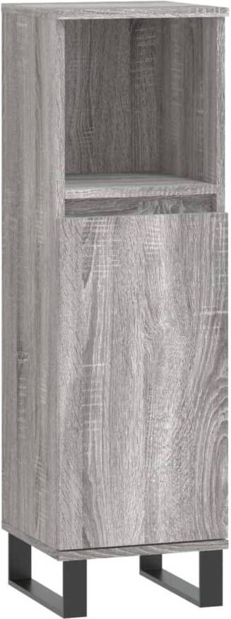 The Living Store Badkaast Grey Sonoma Eiken 30x30x100 cm Duurzaam Hout Ruime Opbergruimte