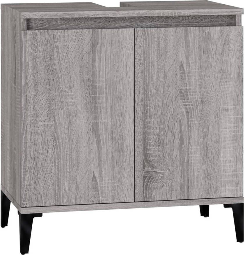 The Living Store Badkaast Grijs Sonoma Eiken 58x33x60 cm Met Extra Opbergruimte