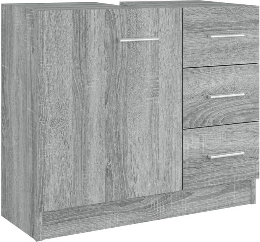 The Living Store Badkaast Grijs Sonoma Eiken 63 x 30 x 54 cm Opbergruimte en lades