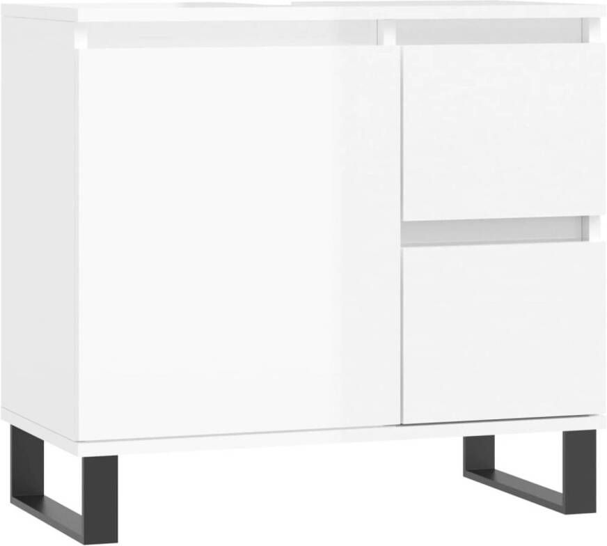 The Living Store Badkaast Hoogglans wit 65 x 33 x 60 cm Duurzaam bewerkt hout Flexibele deurmontage