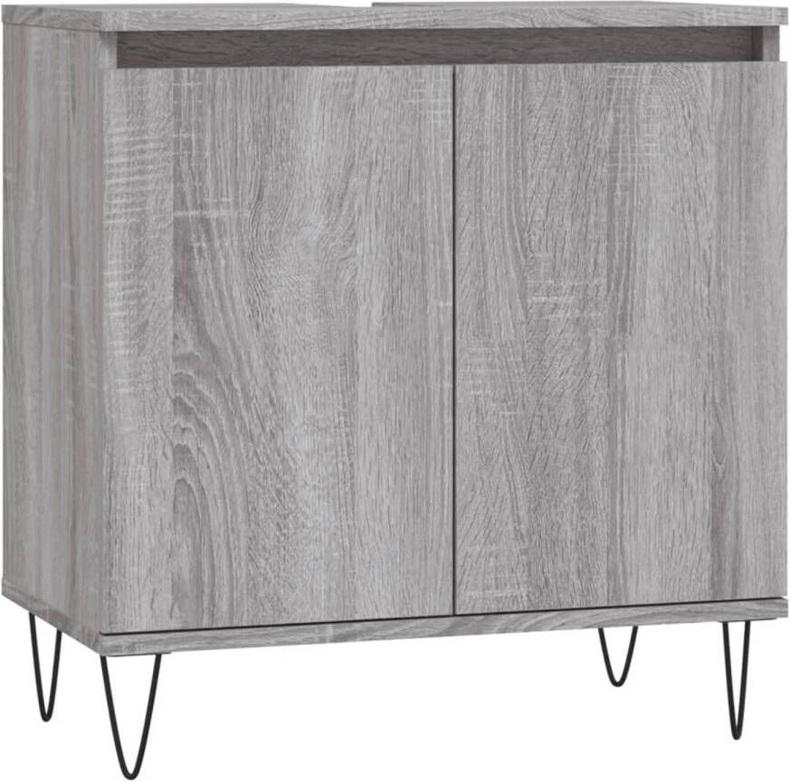 The Living Store Badkaast naam Kast 58 x 33 x 60 cm Kleur- Grijs Sonoma Eiken