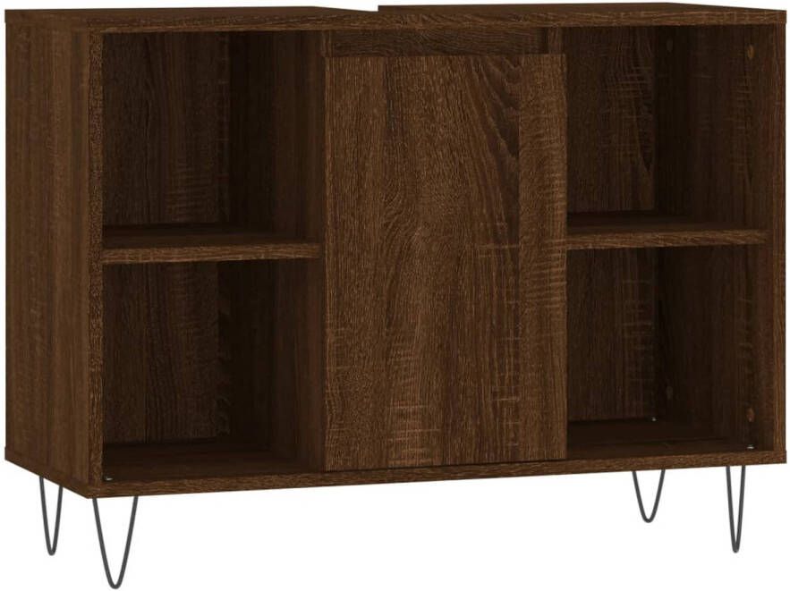 The Living Store Badkaast Opslag 80 x 33 x 60 cm Bruineiken Duurzaam materiaal