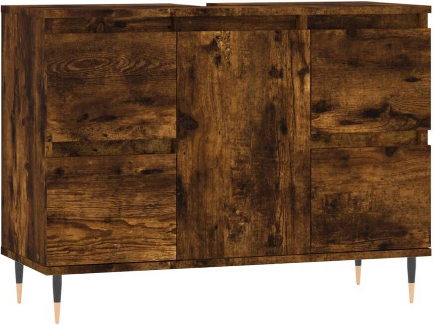 The Living Store Badkaast Smoked Oak 80x33x60 cm Veel opbergruimte