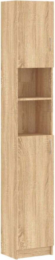 The Living Store Badkaast Sonoma Eiken 32 x 25.5 x 190 cm 4 schappen met deuren en 2 open schappen