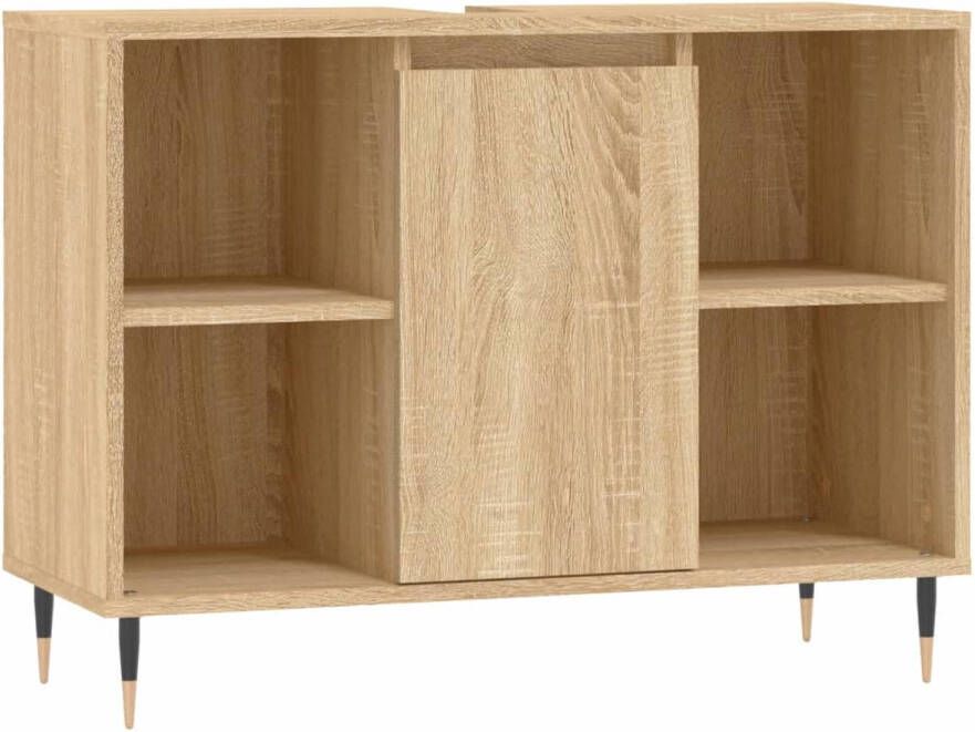 The Living Store Badkaast Sonoma Eiken 80 x 33 x 60 cm Duurzaam Hout Flexibele Deurmontage
