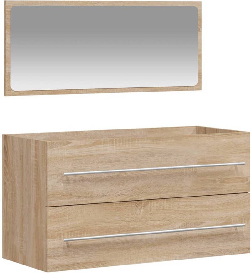 The Living Store Badkaast Sonoma Eiken 90 x 38.5 x 48 cm Wandgemonteerde Spiegel Duurzaam Materiaal