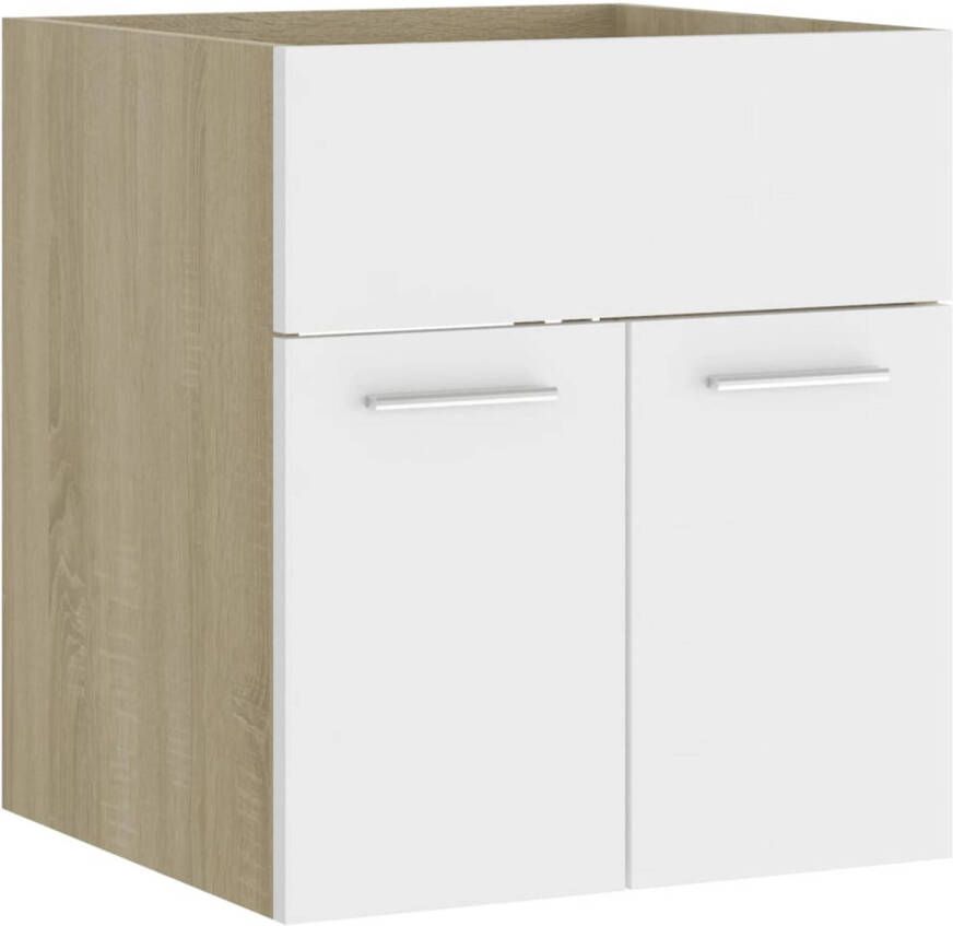 The Living Store Badkaast Spaanplaat 41 x 38.5 x 46 cm Wit Sonoma Eiken