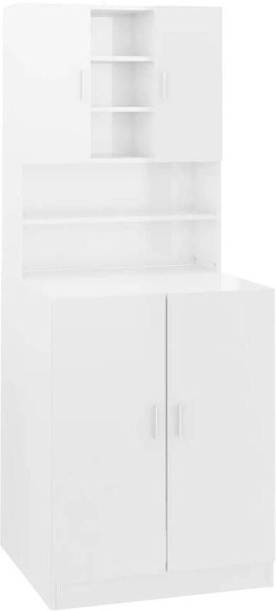 The Living Store Badkaast Wasmachinekast 71 x 71.5 x 181.5 cm Kleur- Hoogglans wit