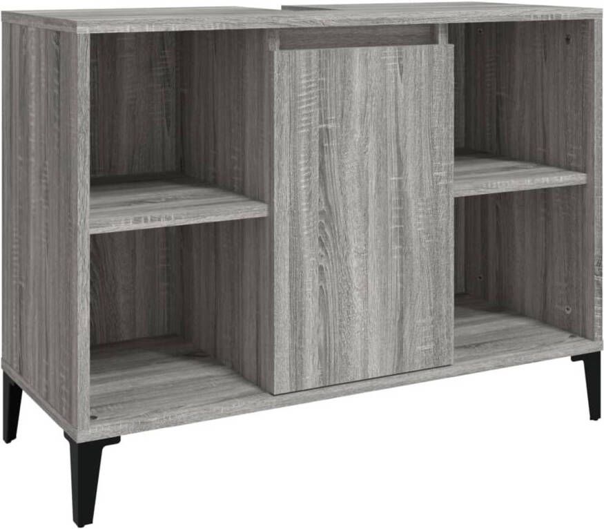 The Living Store Badkaast Wastafelkast Grijs Sonoma Eiken 80 x 33 x 60 cm Met veel opbergruimte