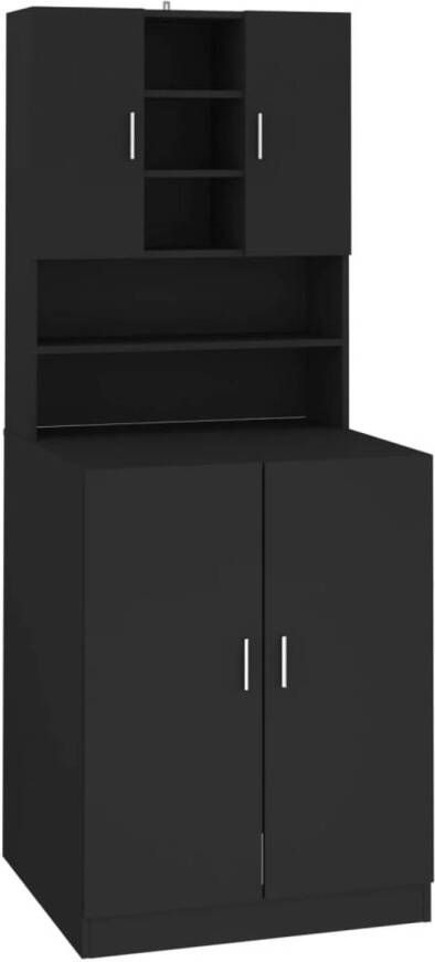 The Living Store Badkaast Zwart Bewerkt Hout 71 x 71.5 x 181.5 cm Inclusief Montagematerialen