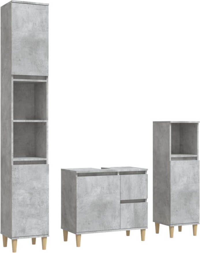 The Living Store Badkaastenset Betongrijs 65 x 33 x 60 cm (B x D x H) Trendy ontwerp Duurzaam materiaal