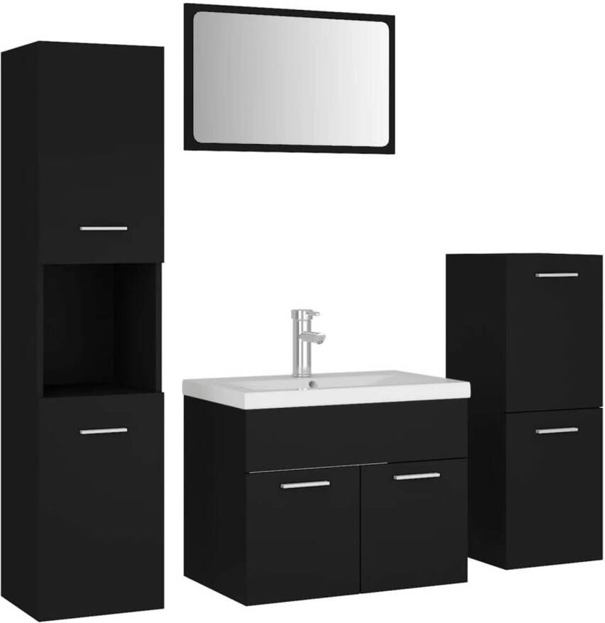 The Living Store Badkamermeubel set Spaanplaat Zwart 60 x 38.5 x 46 cm