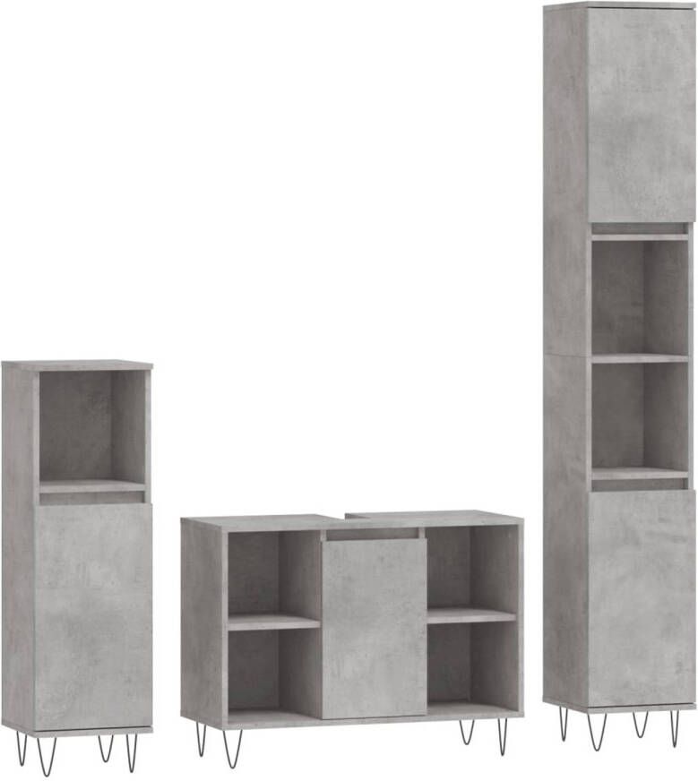 The Living Store Badkamermeubelset 190x30x30 cm Betongrijs