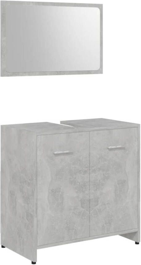 The Living Store Badkamermeubelset Betongrijs 60x33x61 cm gemaakt van bewerkt hout met 1 vak en 2 deuren