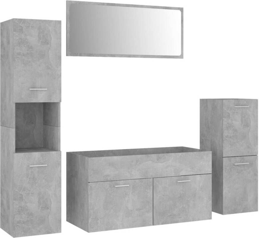 The Living Store Badkamermeubelset Betongrijs 90 x 38.5 x 46 cm 1 spiegel 1 wastafelkast 1 lage kast 1