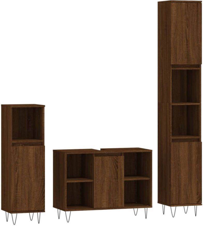 The Living Store Badkamermeubelset Bruineiken 190 cm hoog