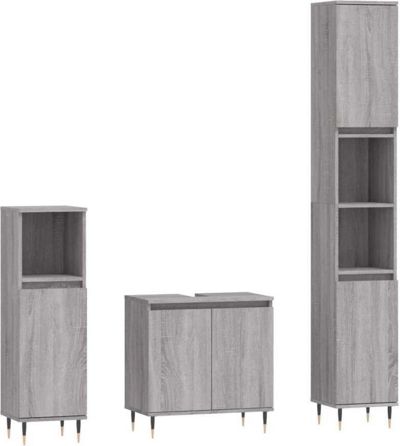 The Living Store Badkamermeubelset Grijs Sonoma Eiken 190 cm hoog