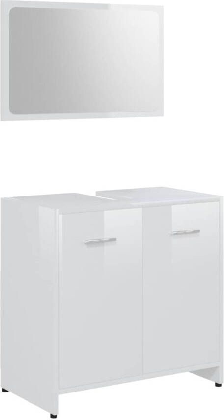 The Living Store Badkamermeubelset Hoogglans wit 60 x 33 x 61 cm Spiegel 60 x 37 cm 1 vak en 2 deuren