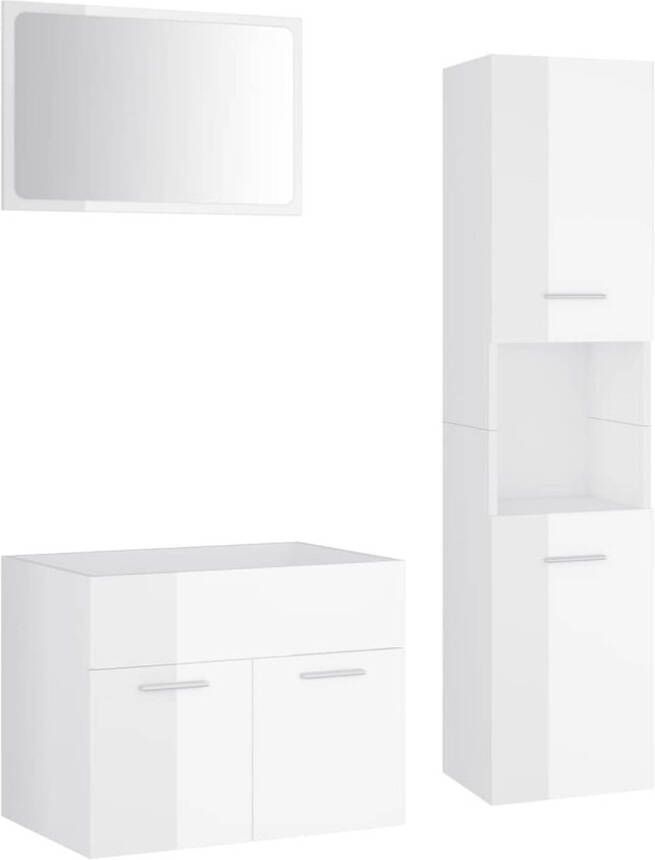 The Living Store Badkamermeubelset Meubelset Badkamermeubels 60x38.5x46cm Hoogglans wit