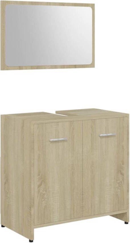 The Living Store Badkamermeubelset Sonoma Eiken Spiegel- 60 x 37 cm Kast- 60 x 33 x 61 cm