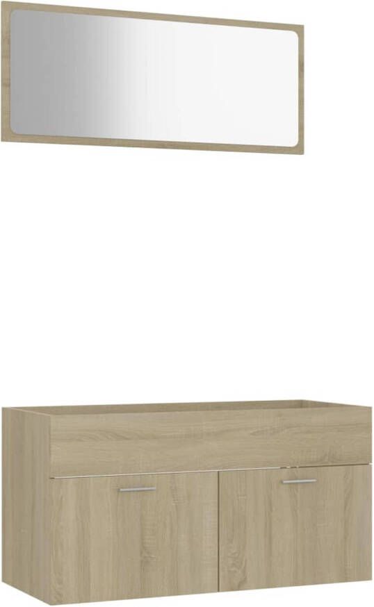 The Living Store Badkamermeubelset Sonoma eiken Spiegel- 90 x 1.5 x 37 cm Kast- 90 x 38.5 x 46 cm 1 vak 2