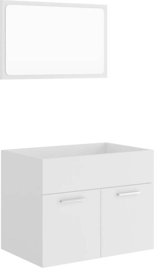 The Living Store Badkamermeubelset Spaanplaat Wit 60 x 38.5 x 46 cm Inclusief spiegel