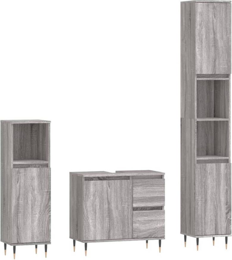 The Living Store Badkamermeubelset Trendy Type- Kasten Afmetingen- 30x30x190 cm 30x30x100 cm 65x33x60 cm